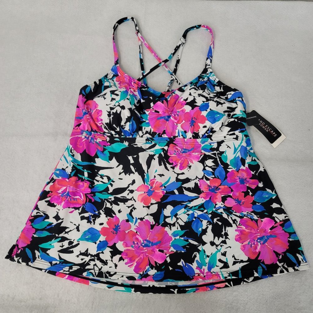 island escape Tankini Top Womans 18W  Palisades floral tropical underwire NWT - Picture 3 of 3
